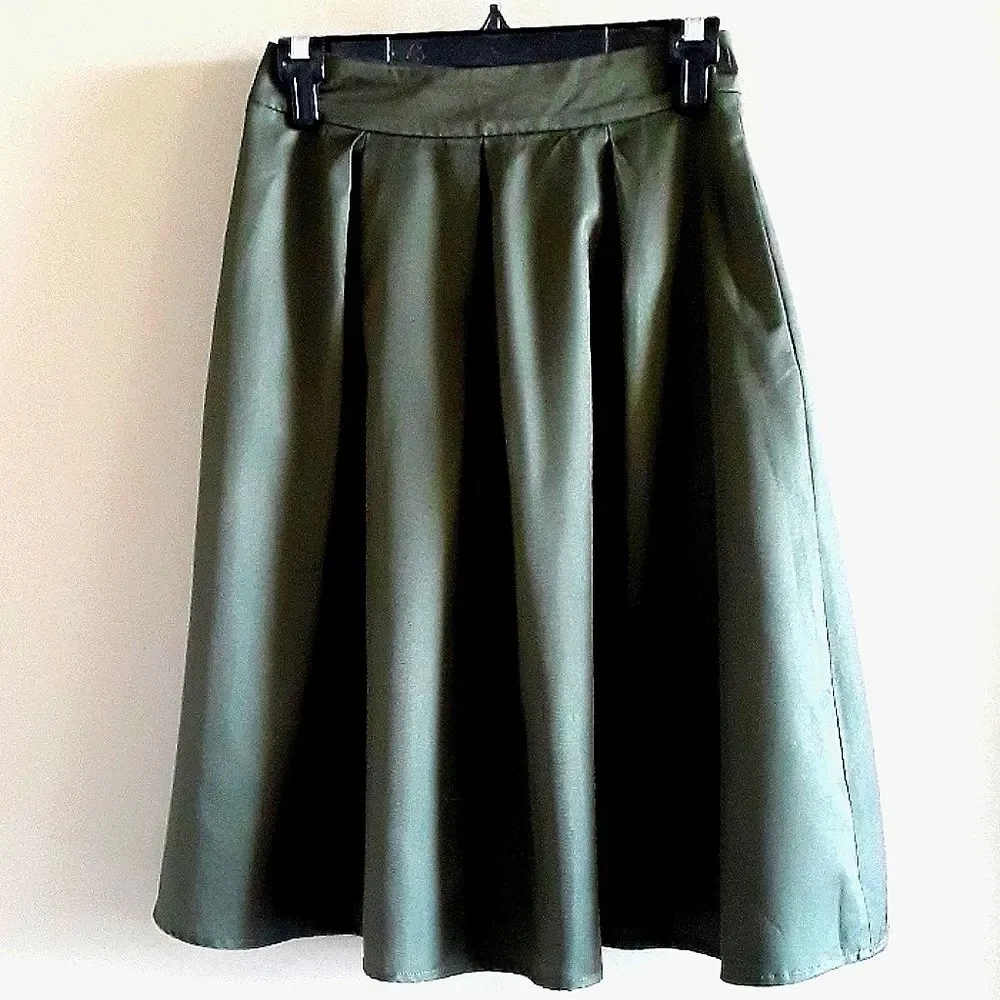 YIGE A-line pocketed olive skirt